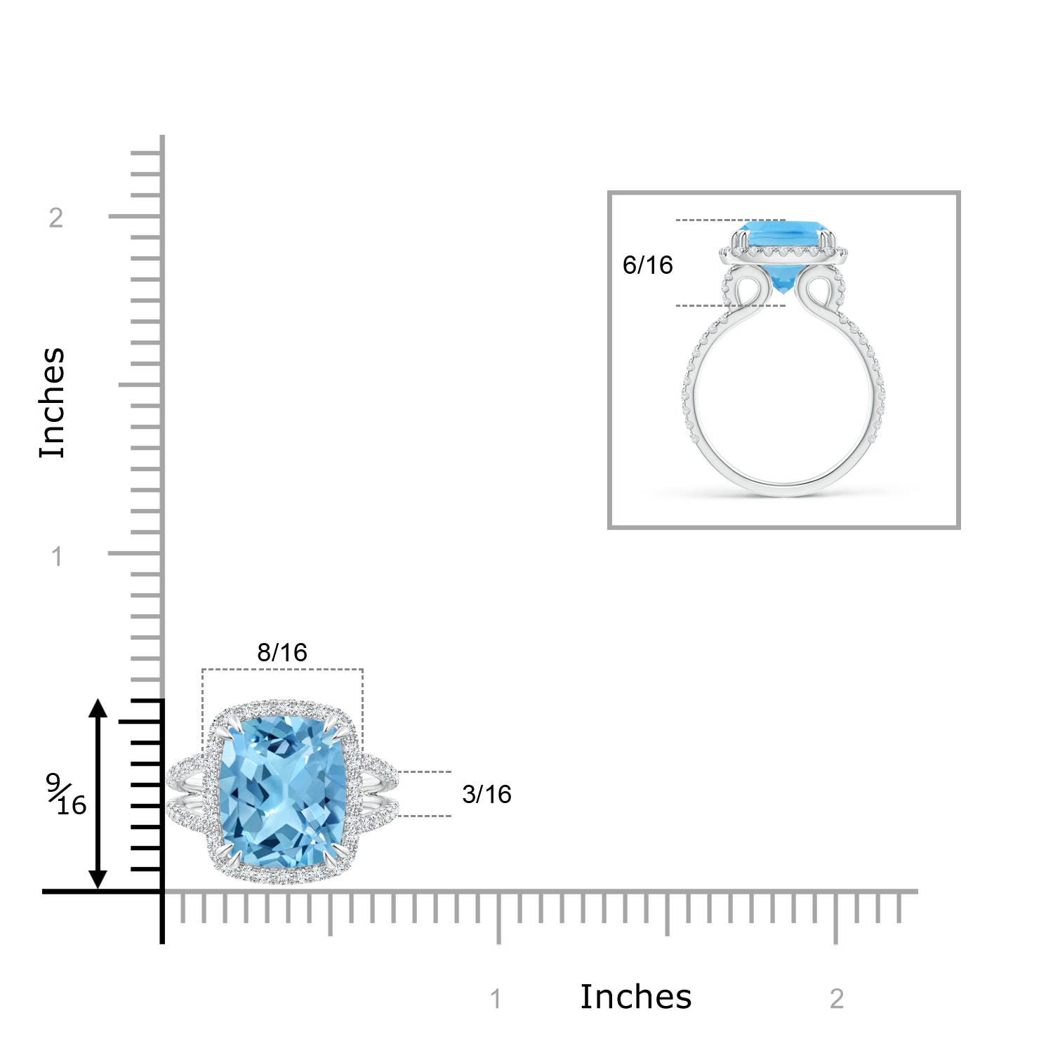 A - Swiss Blue Topaz / 6.62 CT / 14 KT White Gold