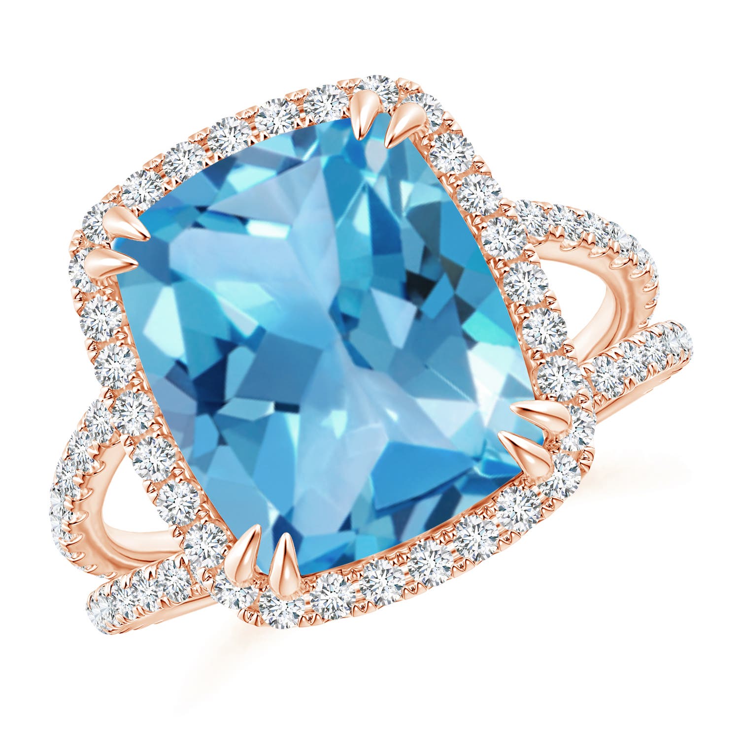 AA - Swiss Blue Topaz / 6.62 CT / 14 KT Rose Gold