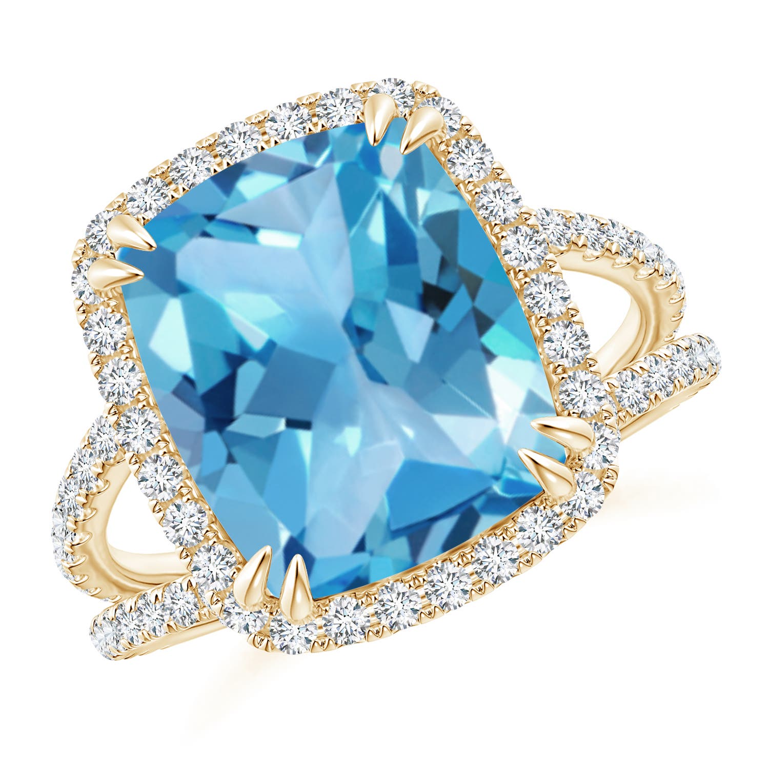 AA - Swiss Blue Topaz / 6.62 CT / 14 KT Yellow Gold