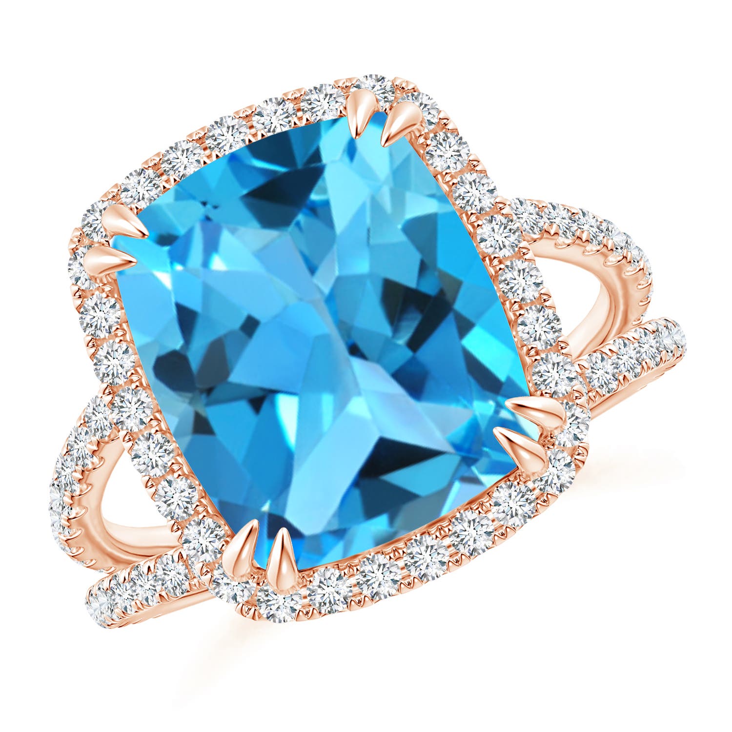 AAA - Swiss Blue Topaz / 6.62 CT / 14 KT Rose Gold