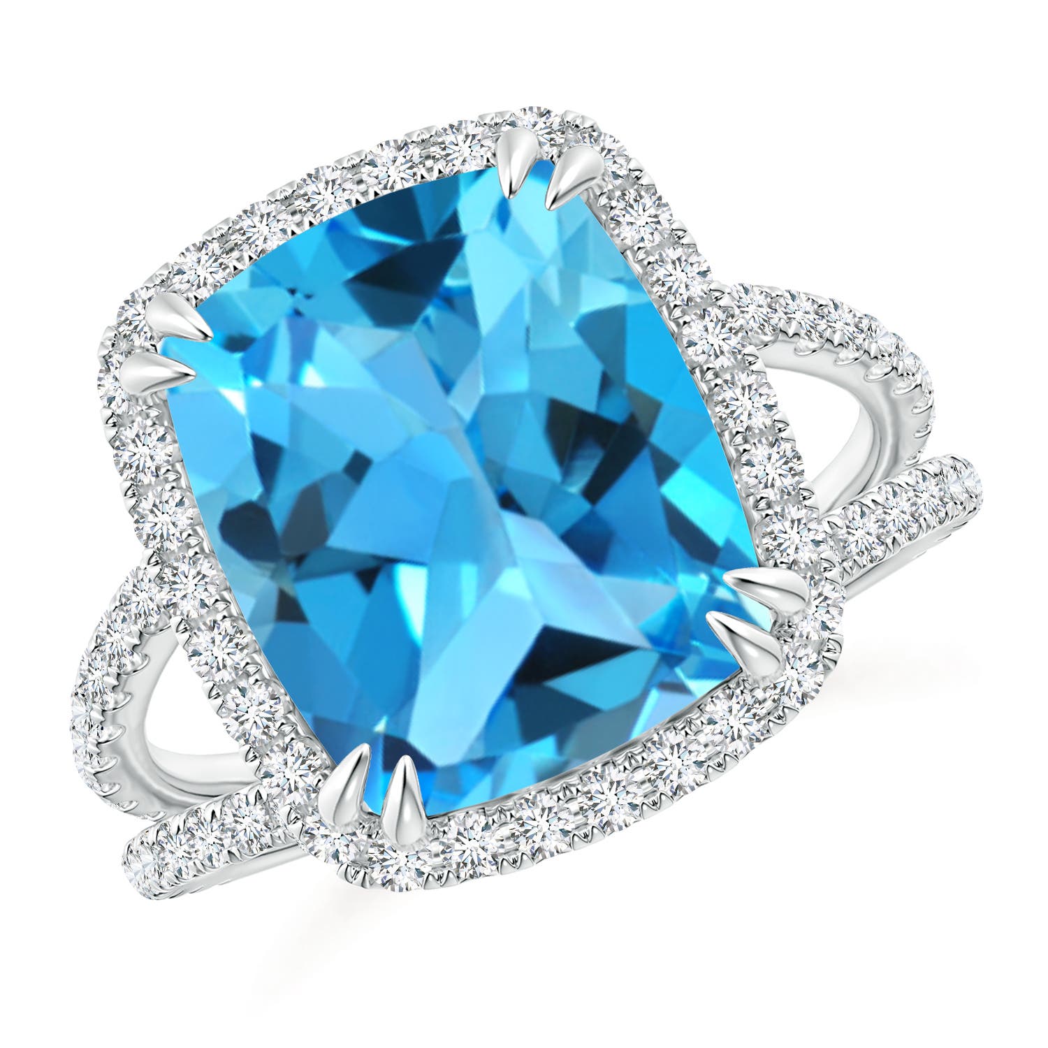 AAA - Swiss Blue Topaz / 6.62 CT / 14 KT White Gold