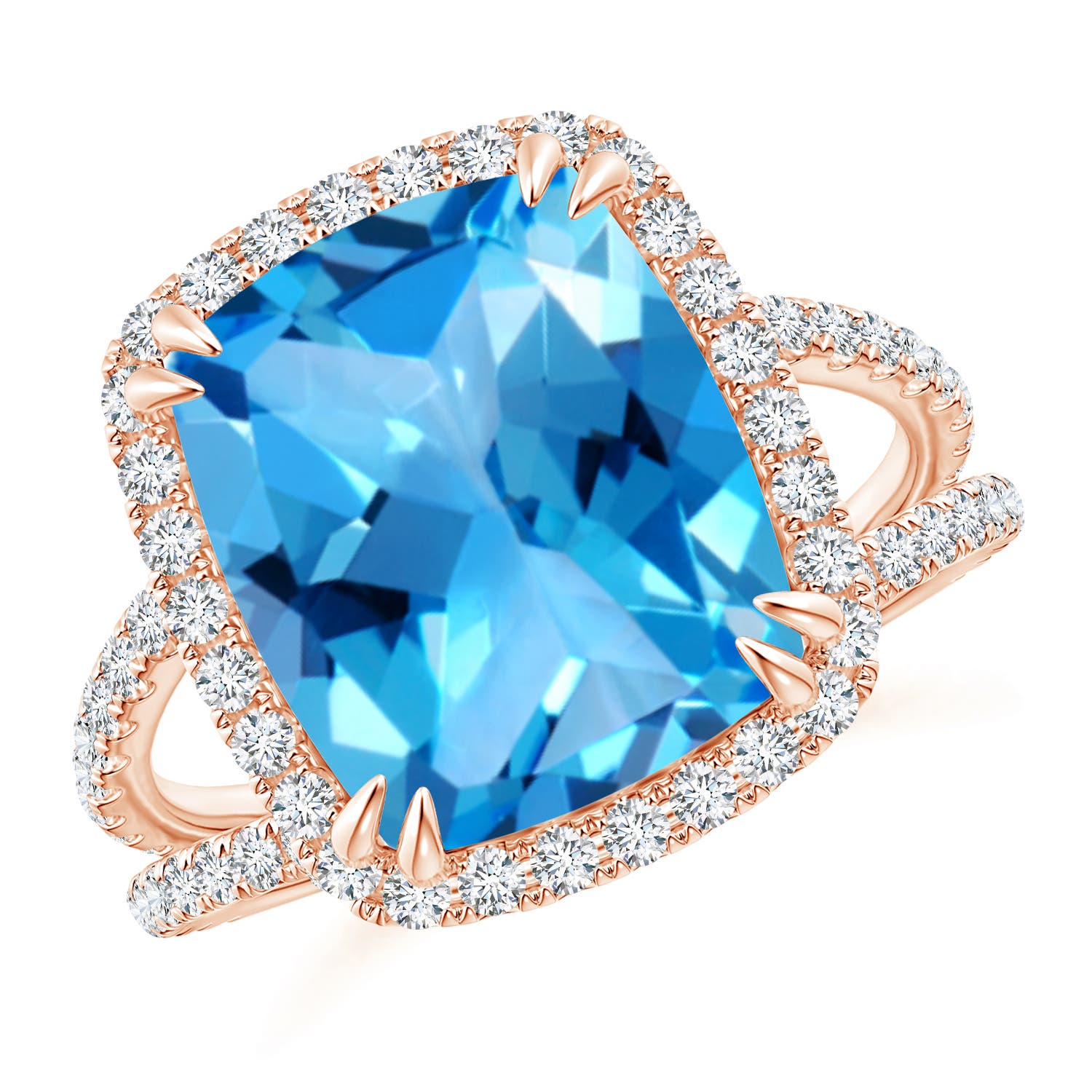 AAAA - Swiss Blue Topaz / 6.62 CT / 14 KT Rose Gold