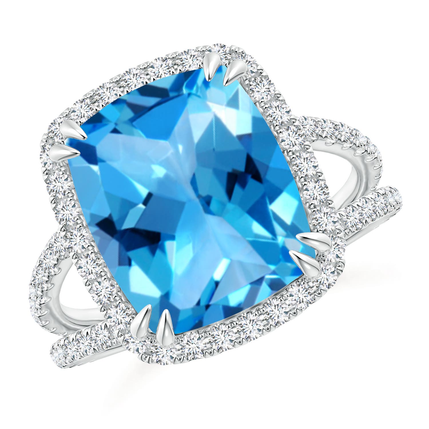 AAAA - Swiss Blue Topaz / 6.62 CT / 14 KT White Gold