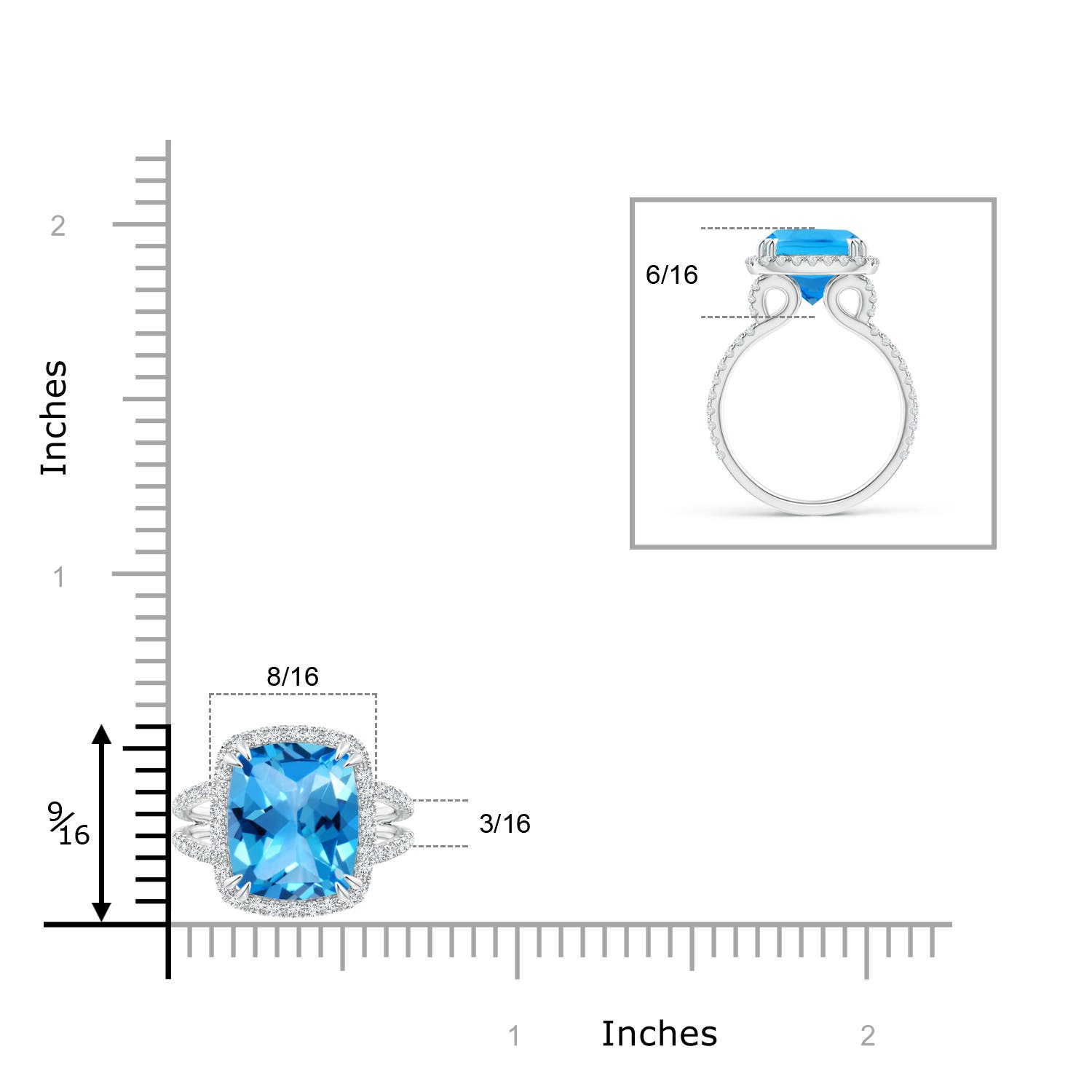 AAAA - Swiss Blue Topaz / 6.62 CT / 14 KT White Gold