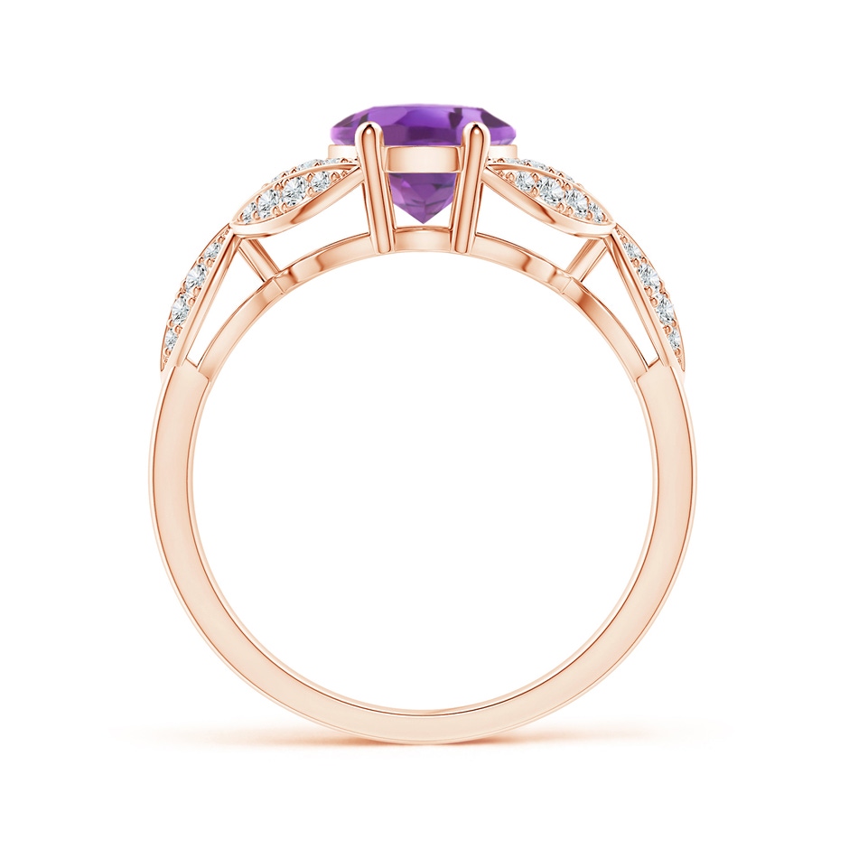 9x7mm A Amethyst and Diamond Trillium Petal Flower Ring in Rose Gold side-1
