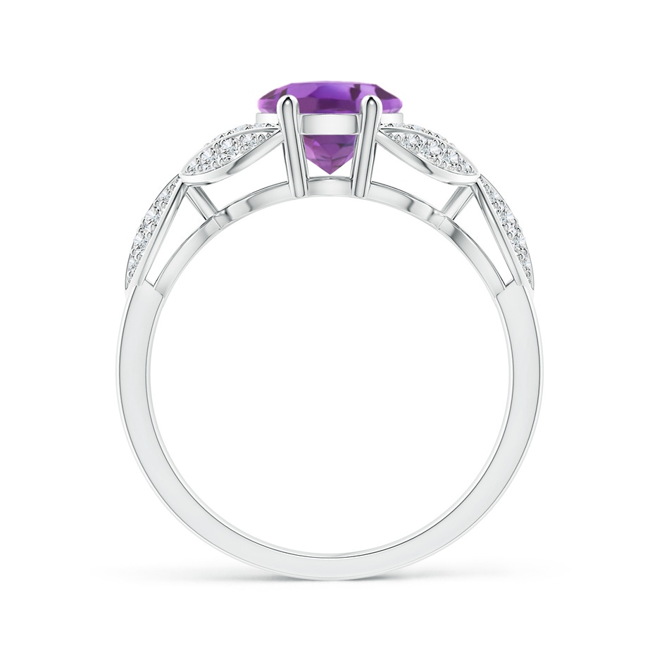 9x7mm A Amethyst and Diamond Trillium Petal Flower Ring in White Gold side-1