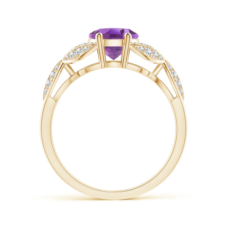 9x7mm A Amethyst and Diamond Trillium Petal Flower Ring in Yellow Gold side-1