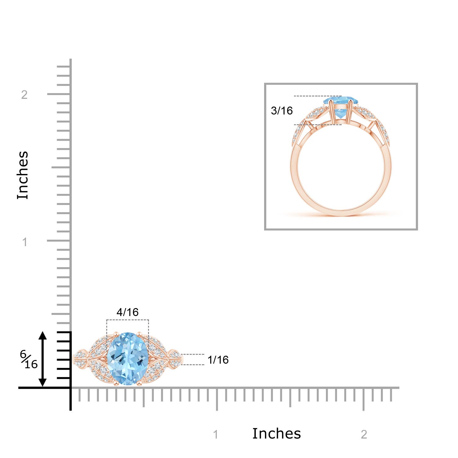 AAAA - Aquamarine / 1.76 CT / 14 KT Rose Gold