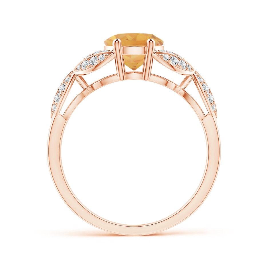 9x7mm A Citrine and Diamond Trillium Petal Flower Ring in Rose Gold side-1