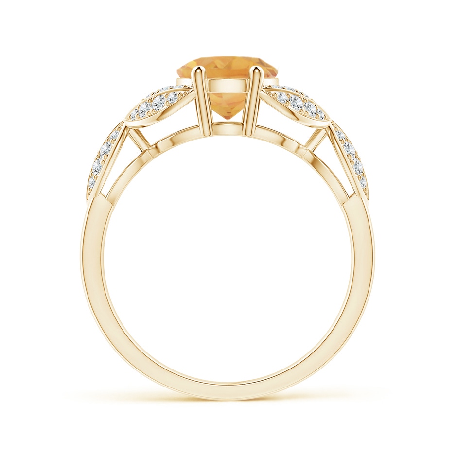 9x7mm A Citrine and Diamond Trillium Petal Flower Ring in Yellow Gold side-1