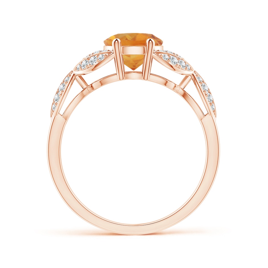 9x7mm AA Citrine and Diamond Trillium Petal Flower Ring in Rose Gold side-1