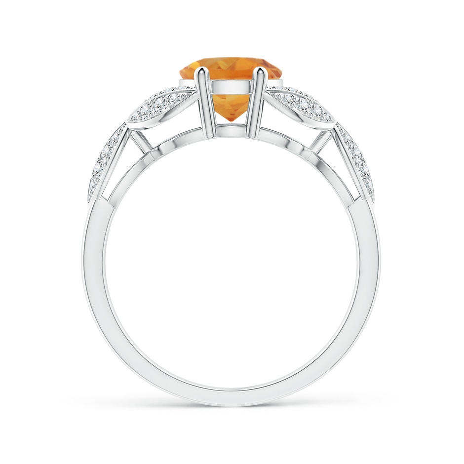 9x7mm AA Citrine and Diamond Trillium Petal Flower Ring in White Gold side-1