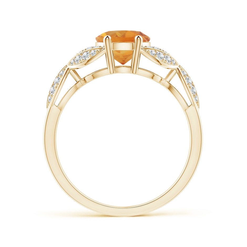 9x7mm AA Citrine and Diamond Trillium Petal Flower Ring in Yellow Gold side-1