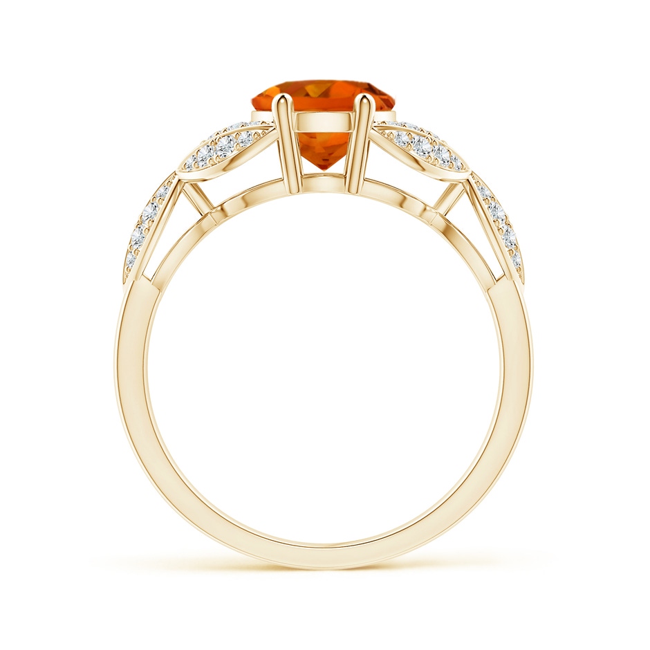 9x7mm AAAA Citrine and Diamond Trillium Petal Flower Ring in Yellow Gold side-1