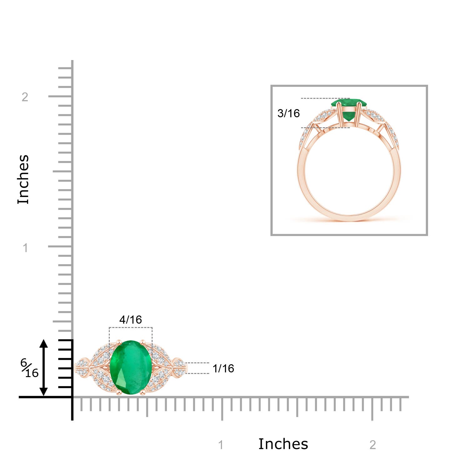 A - Emerald / 1.79 CT / 14 KT Rose Gold