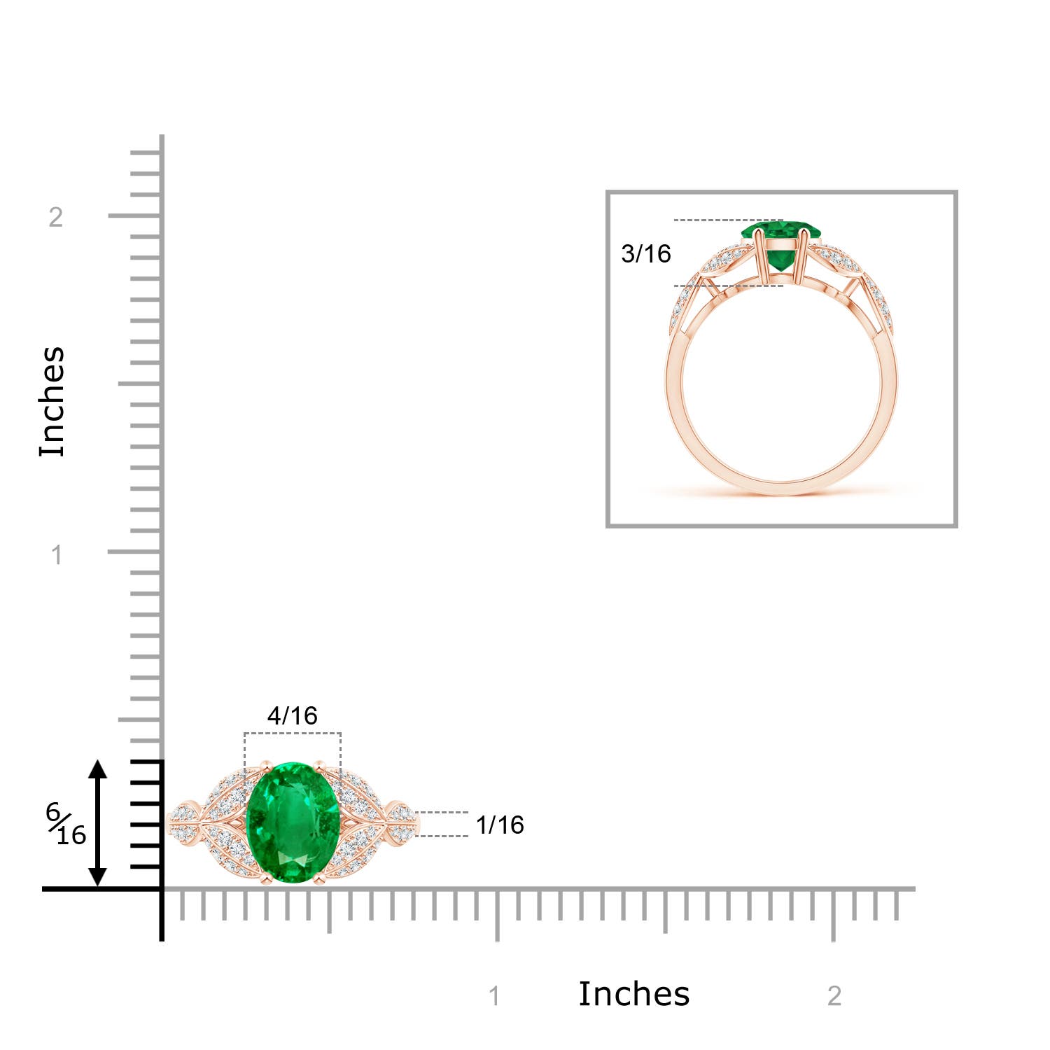 AAA - Emerald / 1.79 CT / 14 KT Rose Gold