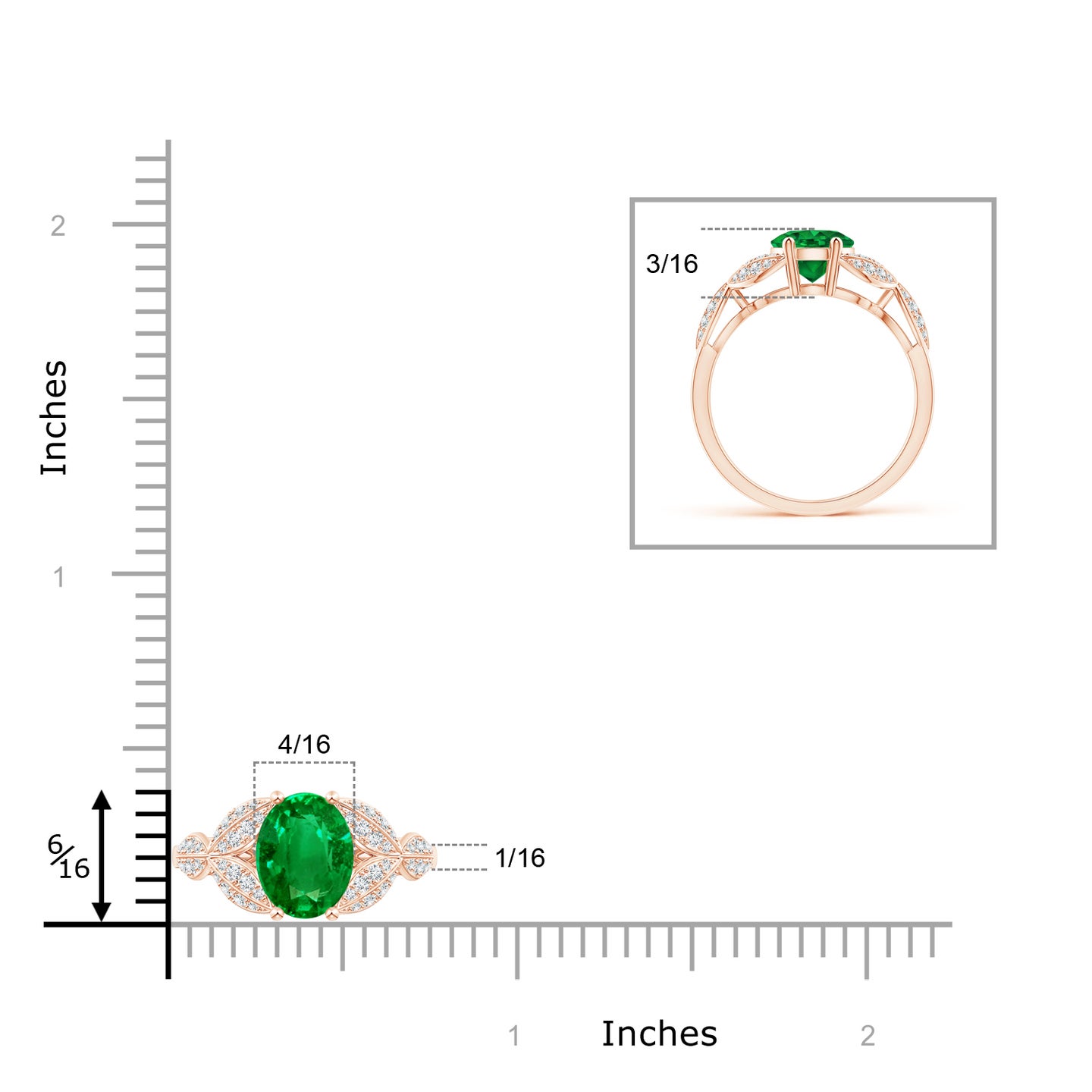 Lab-Grown-Emerald and Diamond Trillium Petal Flower Ring