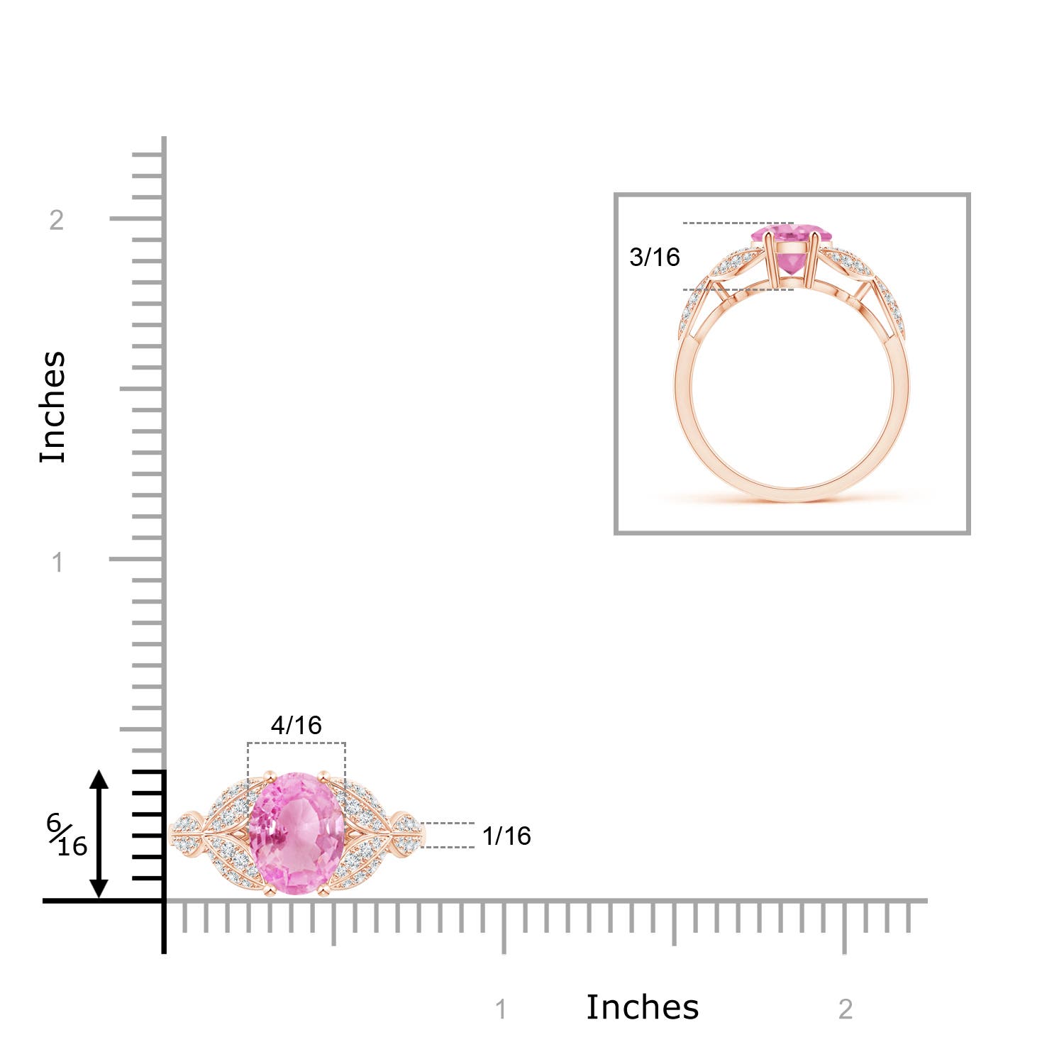 A - Pink Sapphire / 2.16 CT / 14 KT Rose Gold