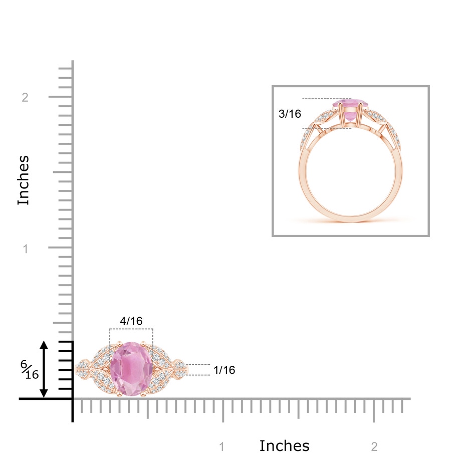 9x7mm A Pink Tourmaline and Diamond Trillium Petal Flower Ring in Rose Gold product image