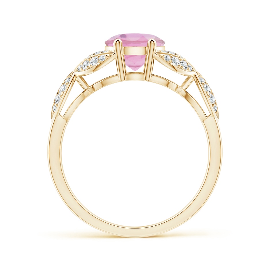 9x7mm A Pink Tourmaline and Diamond Trillium Petal Flower Ring in Yellow Gold product image