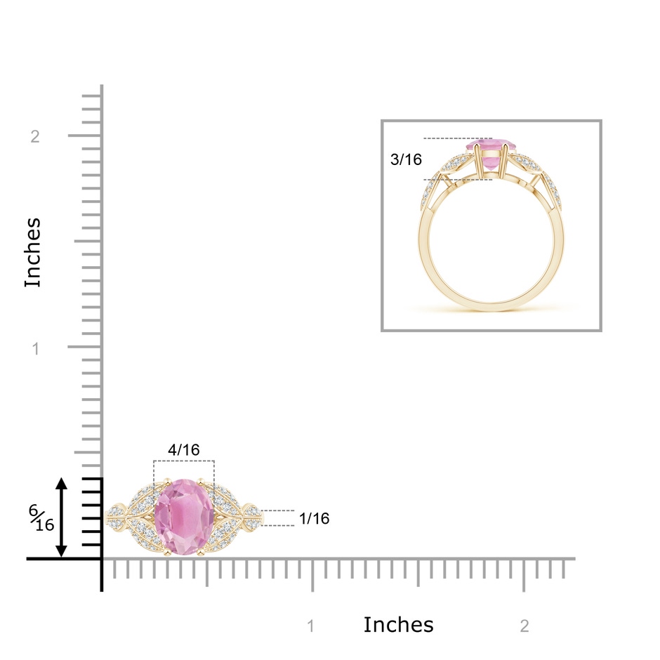 9x7mm A Pink Tourmaline and Diamond Trillium Petal Flower Ring in Yellow Gold product image
