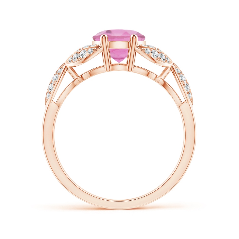 9x7mm AA Pink Tourmaline and Diamond Trillium Petal Flower Ring in Rose Gold product image