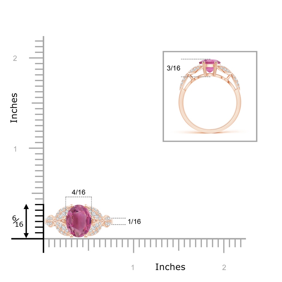 9x7mm AAA Pink Tourmaline and Diamond Trillium Petal Flower Ring in Rose Gold product image