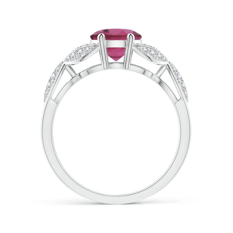 9x7mm AAAA Pink Tourmaline and Diamond Trillium Petal Flower Ring in White Gold product image