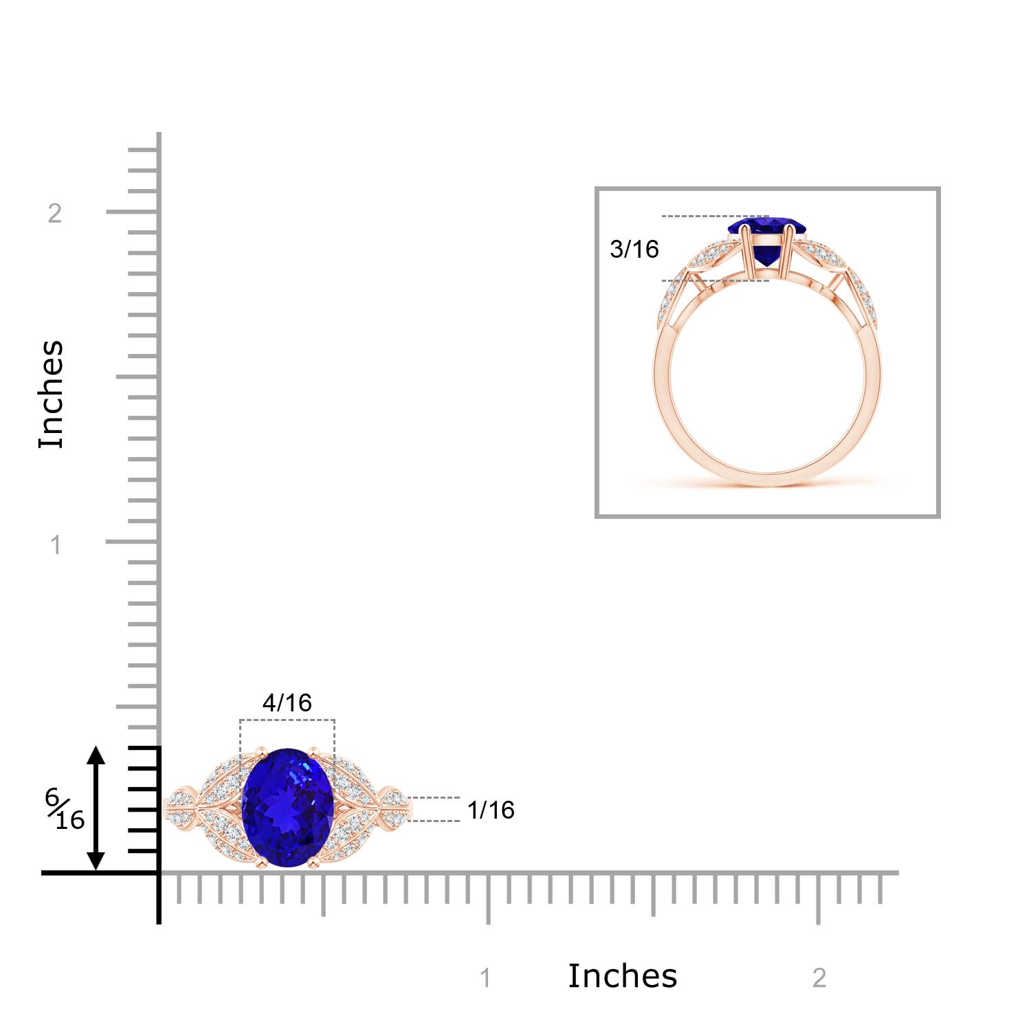 AAAA - Tanzanite / 2.16 CT / 14 KT Rose Gold