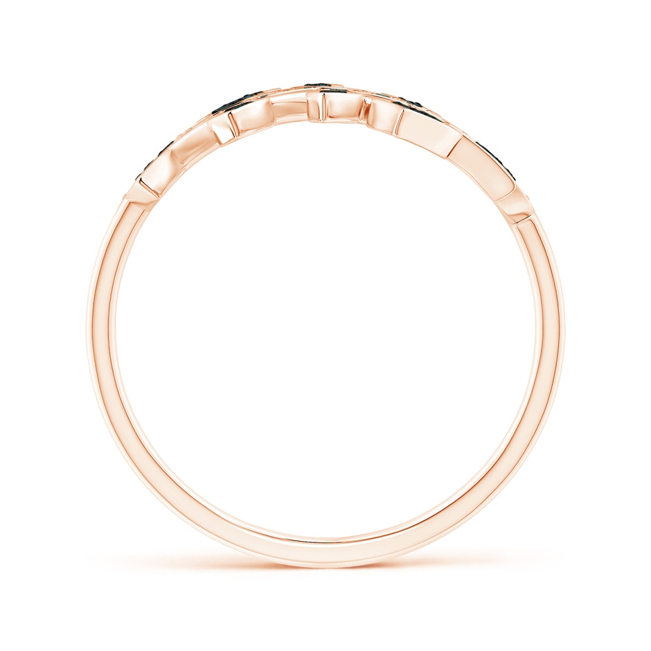 1.3mm AA Pave Set Blue Diamond Olive Leaf Vine Ring in Rose Gold side-1
