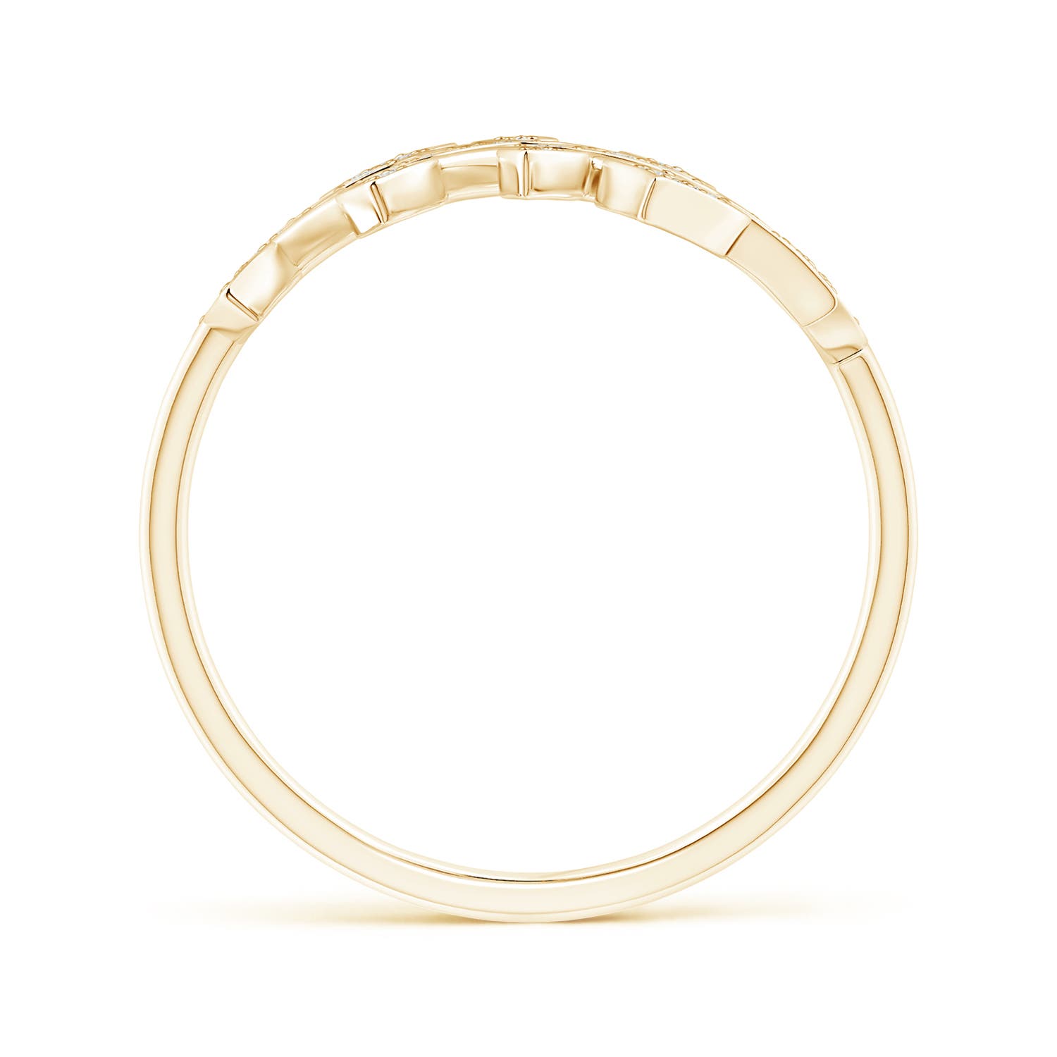1.3mm GVS2 Pave Set Diamond Olive Leaf Vine Ring in 18K Yellow Gold