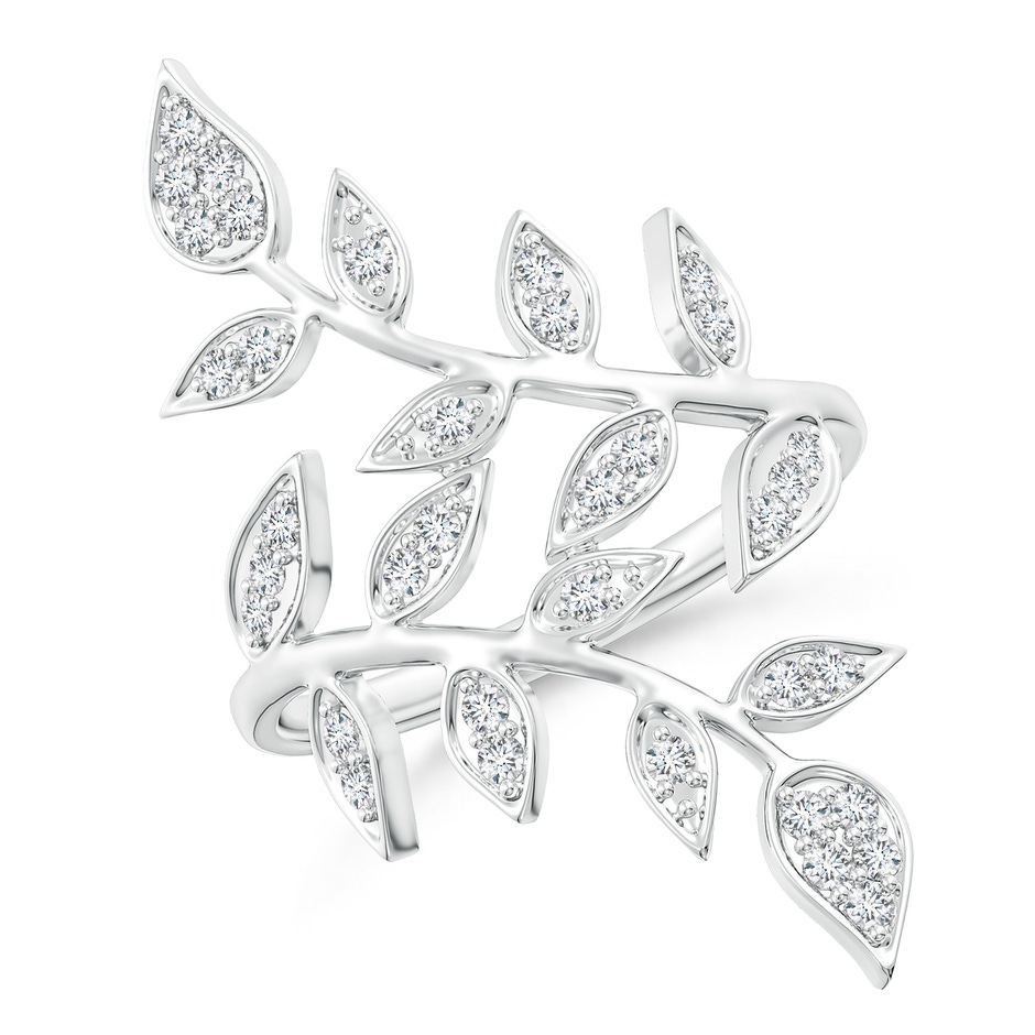 1.3mm GVS2 Pave Set Diamond Olive Leaf Vine Ring in White Gold 