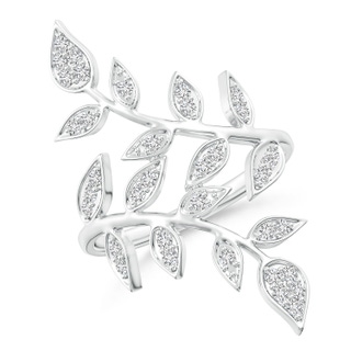 1.3mm HSI2 Pave Set Diamond Olive Leaf Vine Ring in White Gold