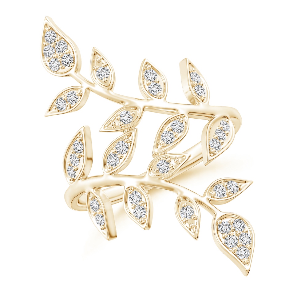1.3mm HSI2 Pave Set Diamond Olive Leaf Vine Ring in Yellow Gold 