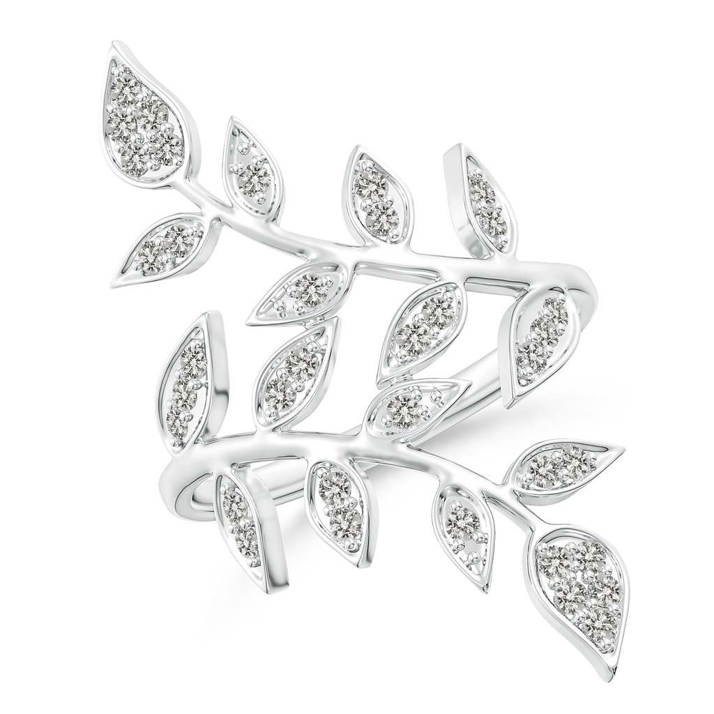 1.3mm KI3 Pave Set Diamond Olive Leaf Vine Ring in White Gold
