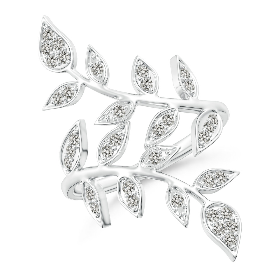 1.3mm KI3 Pave Set Diamond Olive Leaf Vine Ring in White Gold 