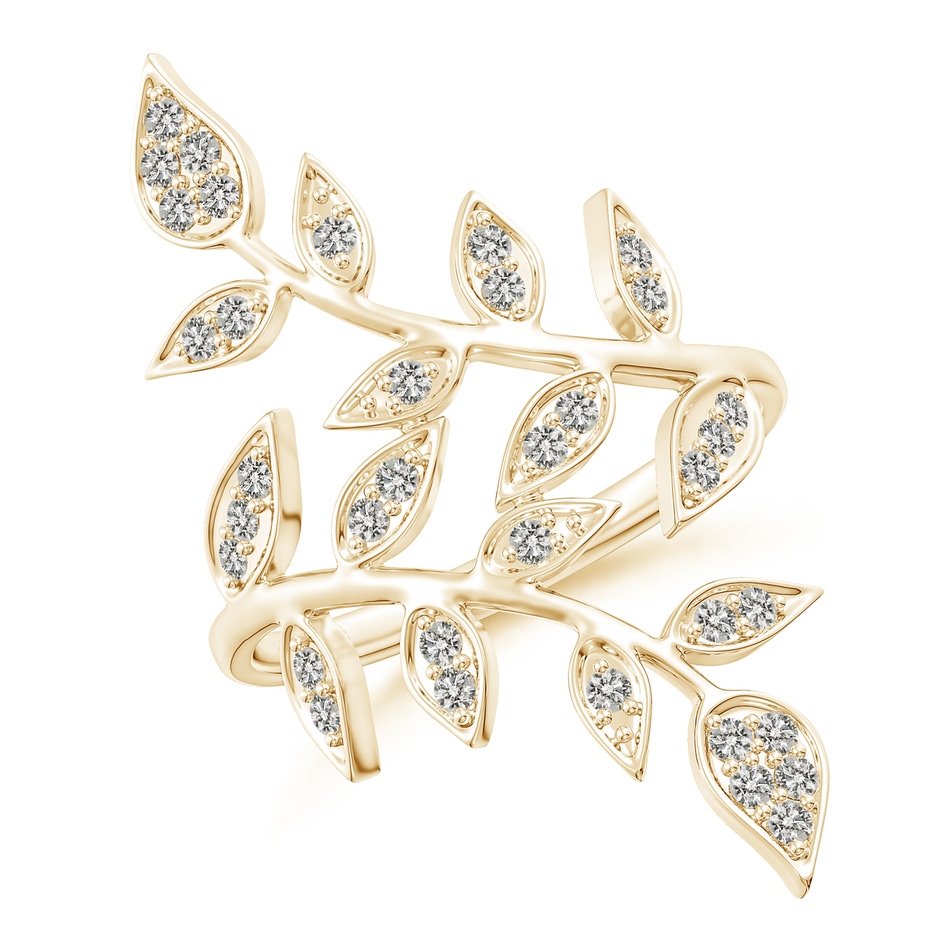 1.3mm KI3 Pave Set Diamond Olive Leaf Vine Ring in Yellow Gold 