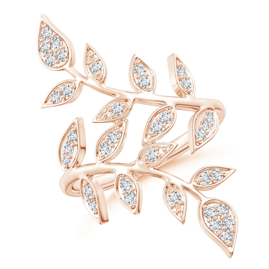 1.5mm GVS2 Pave Set Diamond Olive Leaf Vine Ring in Rose Gold 