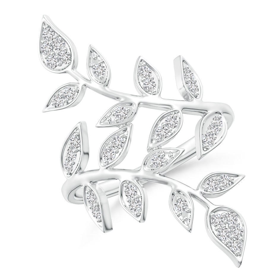 1.5mm HSI2 Pave Set Diamond Olive Leaf Vine Ring in White Gold 