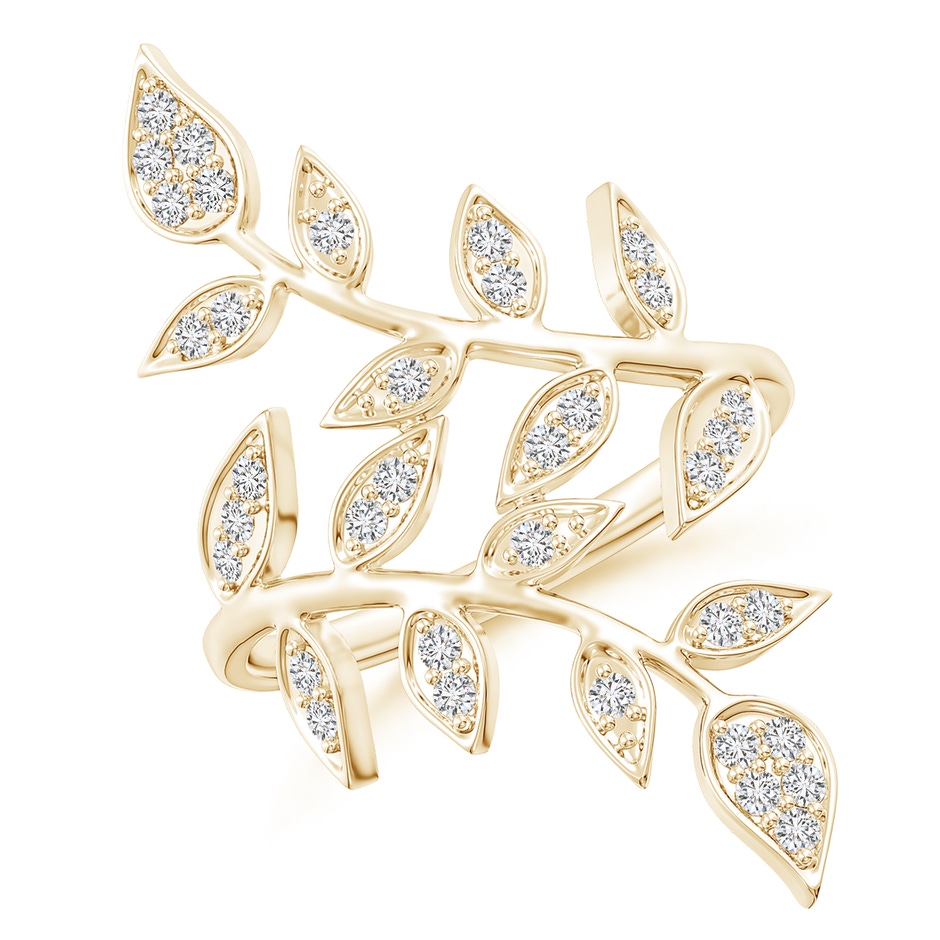 1.7mm HSI2 Pave Set Diamond Olive Leaf Vine Ring in Yellow Gold 