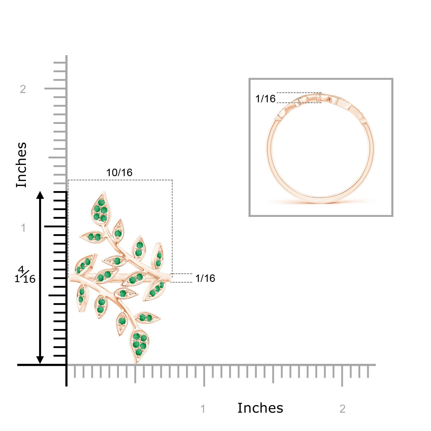 A - Emerald / 0.54 CT / 14 KT Rose Gold