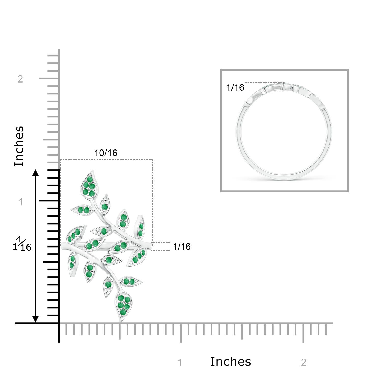 A - Emerald / 0.54 CT / 14 KT White Gold