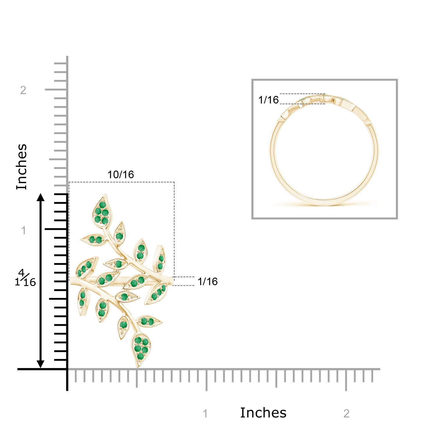 A - Emerald / 0.54 CT / 14 KT Yellow Gold