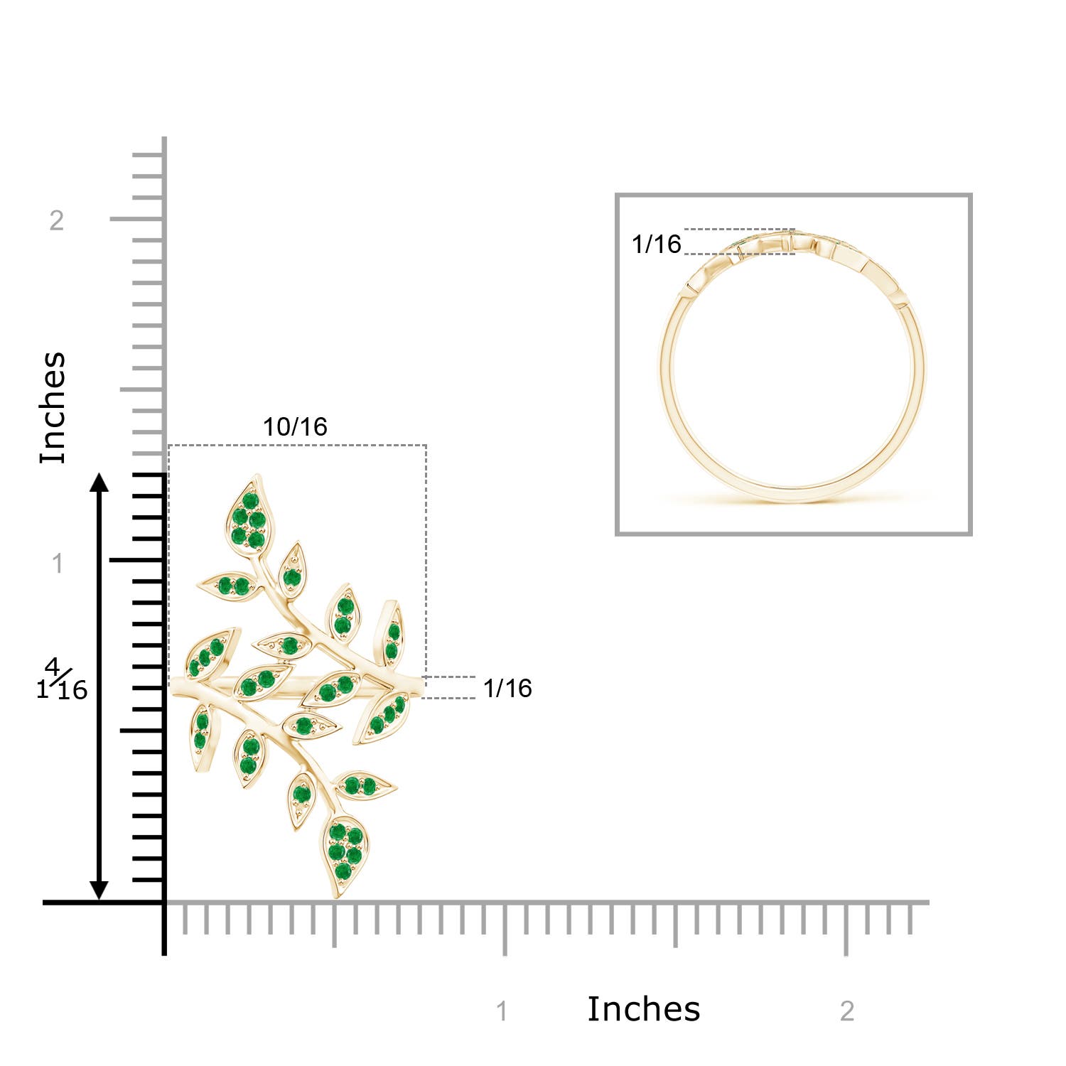 AA - Emerald / 0.54 CT / 14 KT Yellow Gold