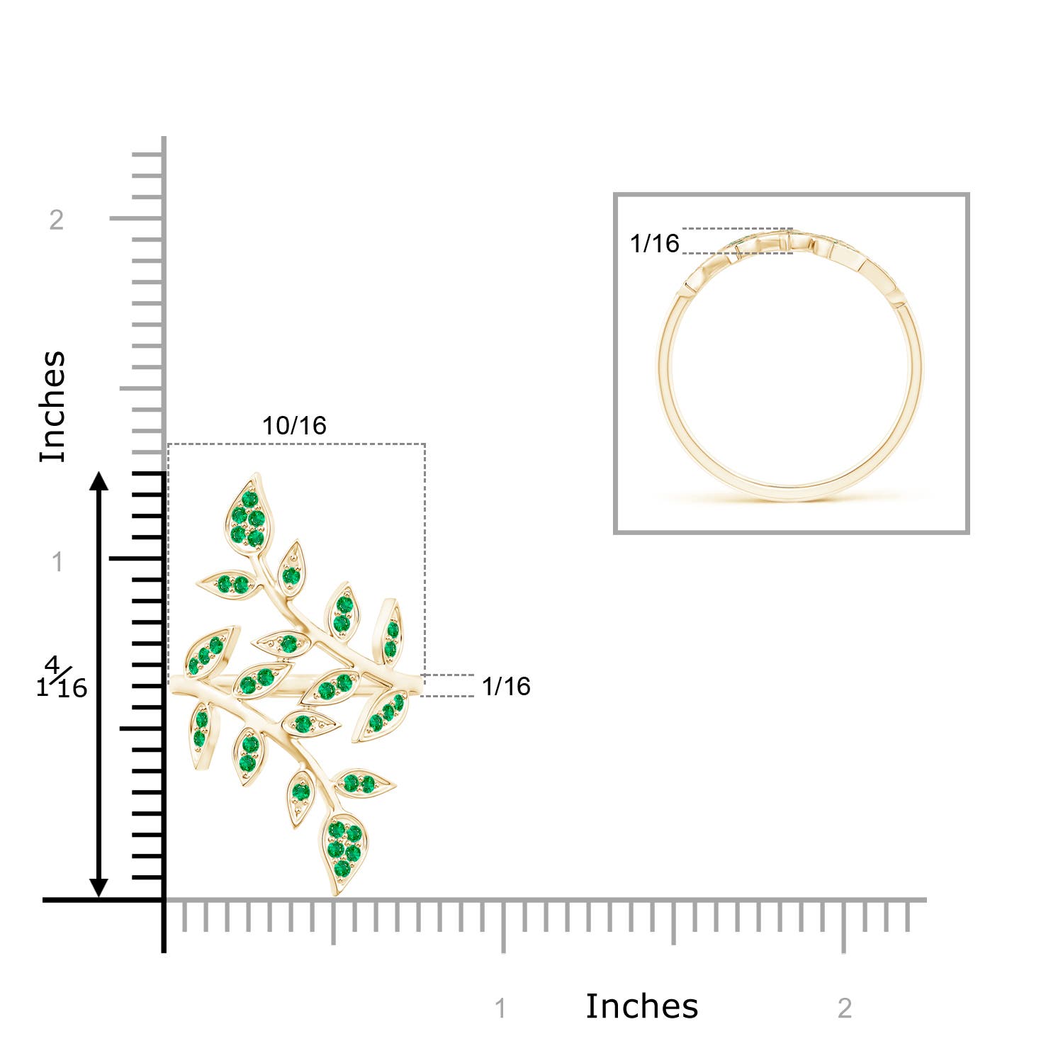 AAA - Emerald / 0.54 CT / 14 KT Yellow Gold