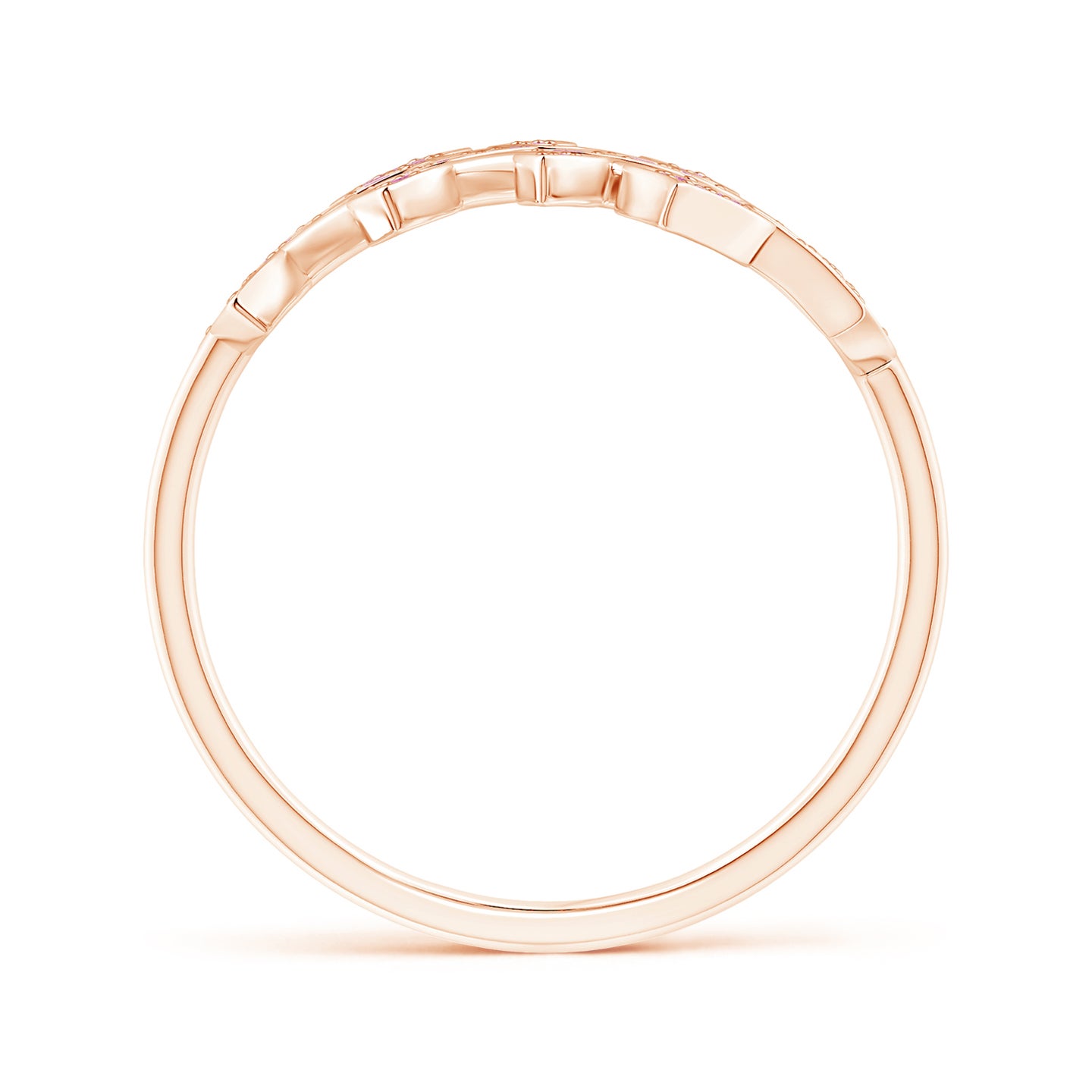 Pave Set Pink Sapphire Olive Leaf Vine Ring