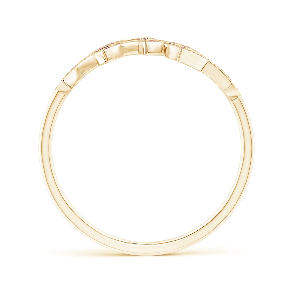 1.3mm AAAA Pavé Set Pink Sapphire Olive Leaf Vine Ring in Yellow Gold product image