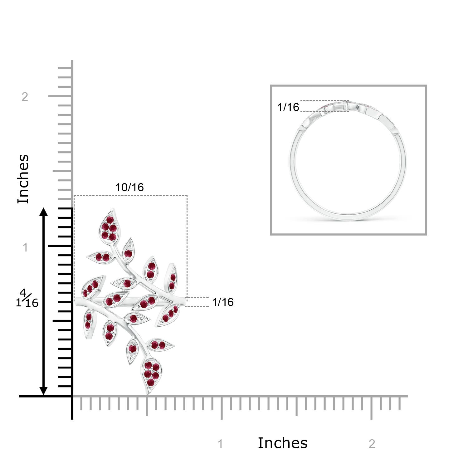 A - Ruby / 0.54 CT / 14 KT White Gold