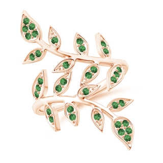 1.3mm A Pavé Set Tsavorite Olive Leaf Vine Ring in Rose Gold