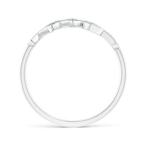 1.3mm AAAA Pavé Set Tsavorite Olive Leaf Vine Ring in White Gold - side 1